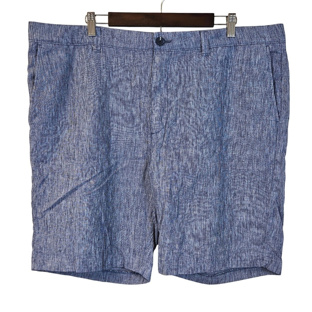 Roundtree & Yorke Linen Blend Shorts Blue Melange Old Money Coastal 42W